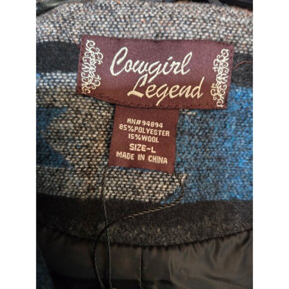 Cowgirl Legend Womens Western Aztec Blazer Jacket - Size L - Polyester & Wool Bl - Picture 3 of 4